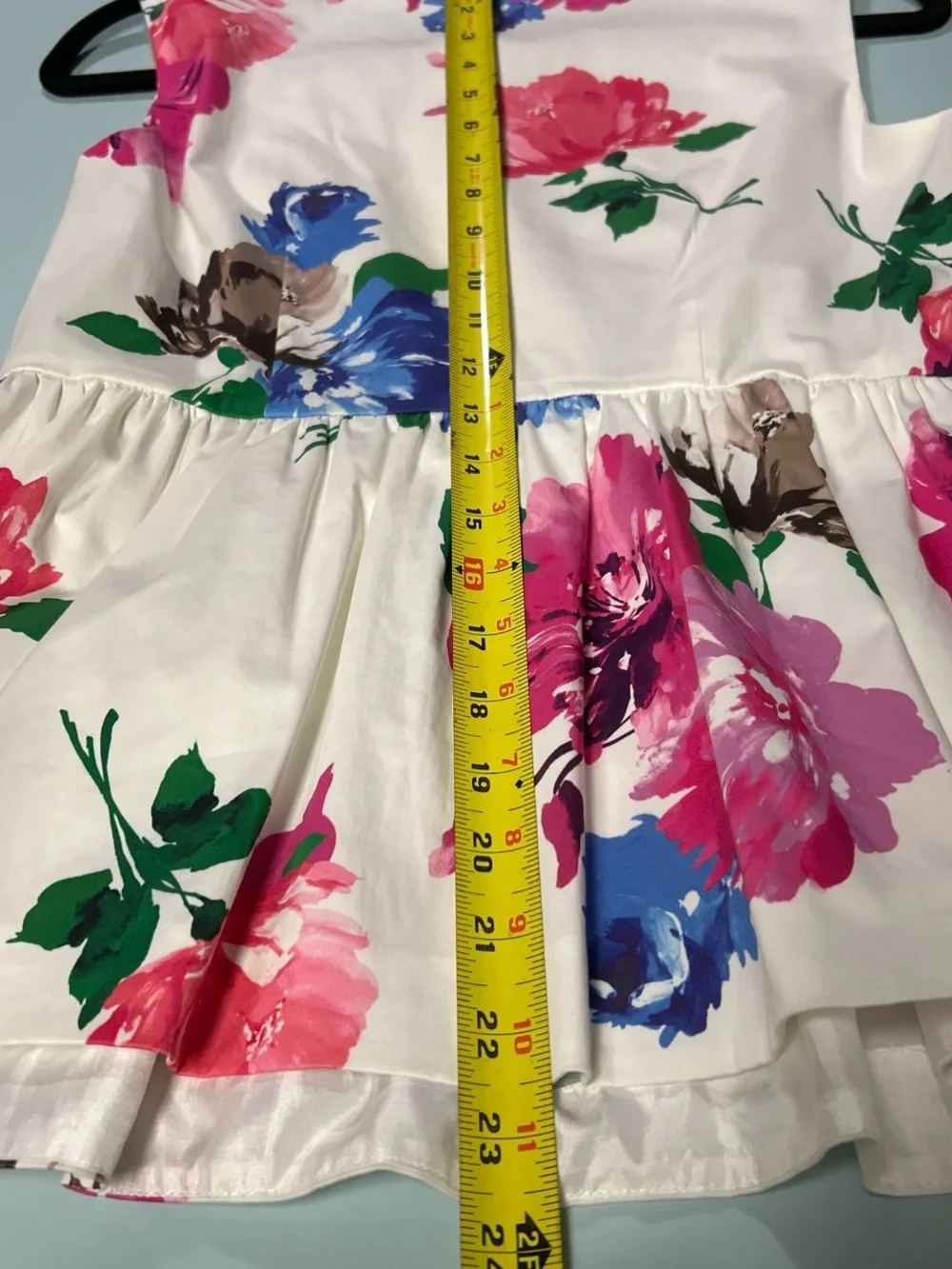 kate spade White Peplum Tunic with Pink, Blue & Green Floral Print